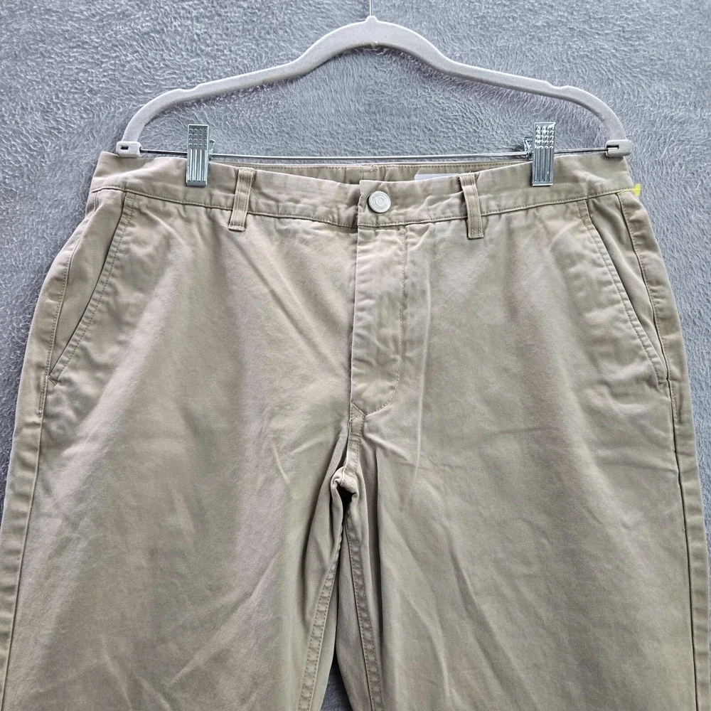 Bonobos Men Pants 34x34 Beige Straight‎ Pockets Flat Front Mid Rise Cotton